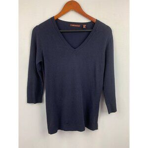 525 America Womens Navy V-Neck Sweater S Rayon/Nylon
